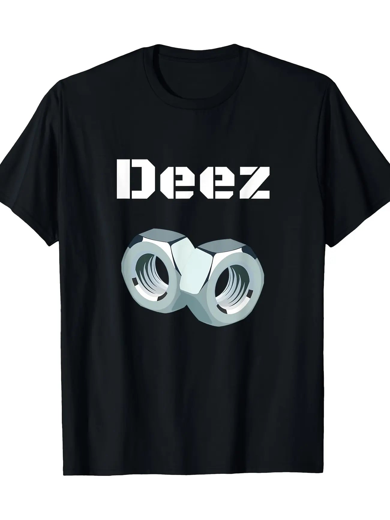 Funny "Deez Nuts" Graphic T-Shirt - 100% Cotton Men's Casual Summer Tee with Geometric Design
