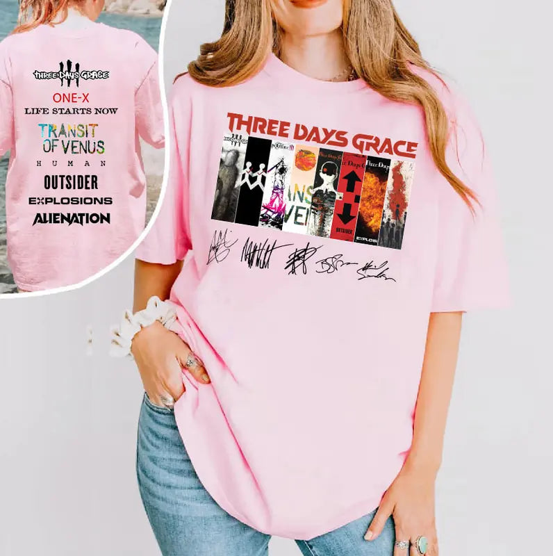 Three Days Grace 2 Sided Album T-Shirt – Rock Band Tee