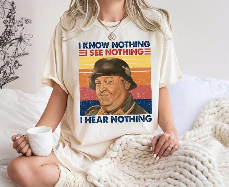 Sergeant Schultz "I Know Nothing" Vintage T-Shirt – Classic Hogan's Heroes Tee for TV Fans