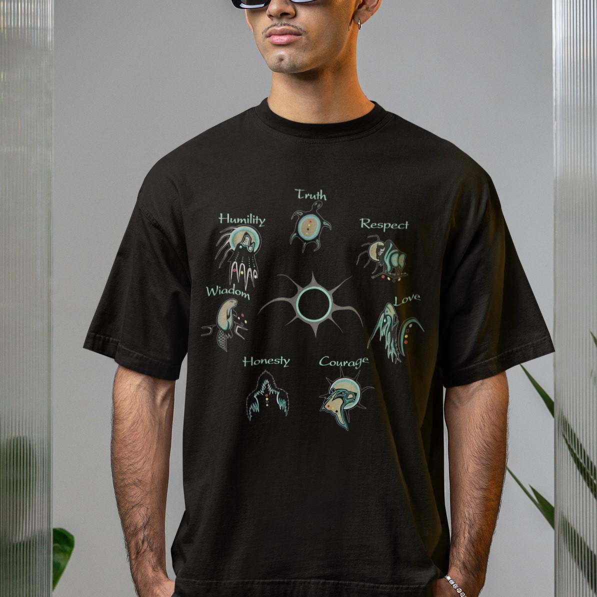 The Seven Sacred Laws T-Shirt – Native American Inspired Indigenous Wisdom Tee for Men & Women
