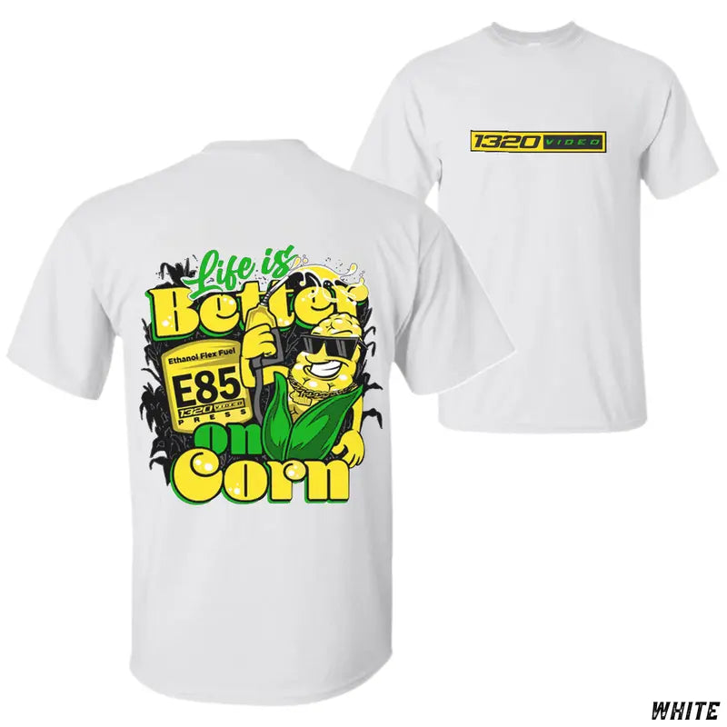 1320 Video "Corn Fuel" T-Shirt - 3D Graphic Tee for Car & Racing Fans
