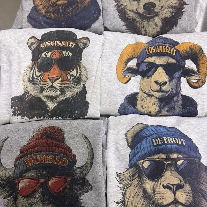 Spirit Animal Football Graphic Sweatshirt – Retro Game Day City Animal Sports Pullover