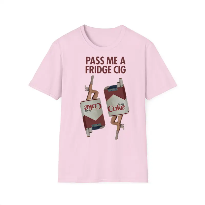"Pass Me a Fridge Cig" Funny Graphic T-Shirt - Playful Retro Lifestyle Parody Tee