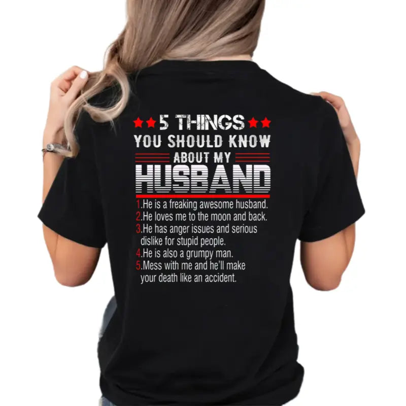 "5 Things You Should Know About My Husband" Shirt - Funny Wife T-Shirt Gift