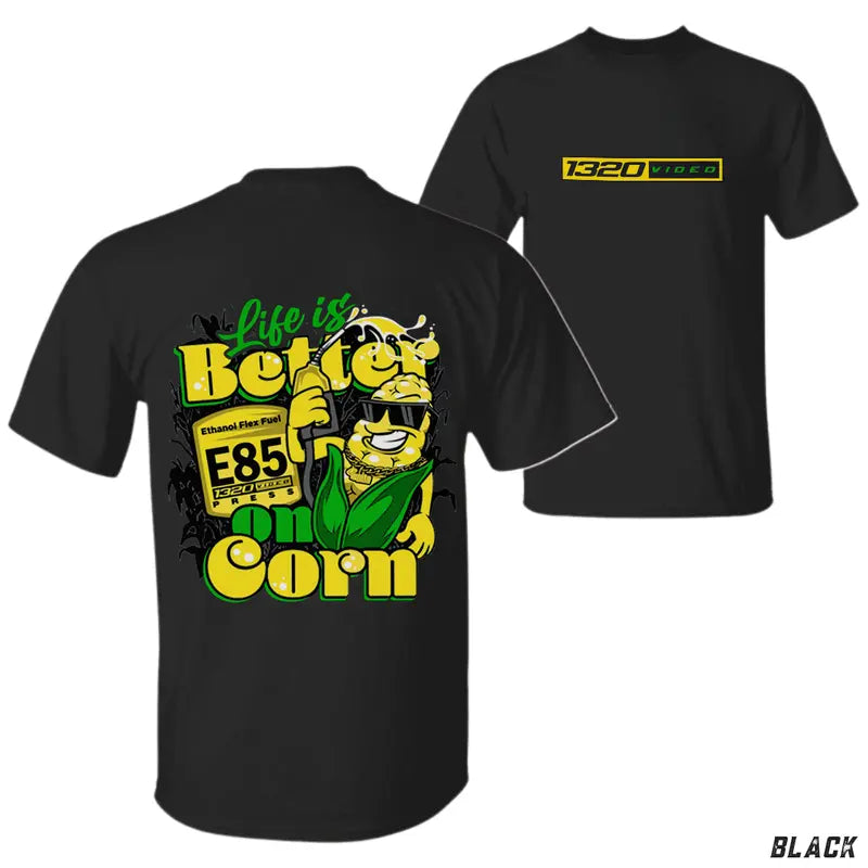 1320 Video "Corn Fuel" T-Shirt - 3D Graphic Tee for Car & Racing Fans - Dogmomhat