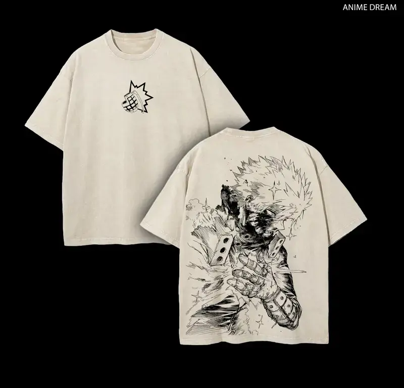 Katsuki Bakugo Vintage T-Shirt – My Hero Academia Oversized Anime Graphic Tee for Fans