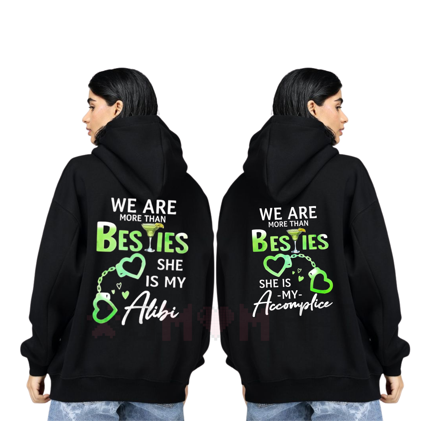 Matching Best Friend/Couple Hoodie – "More Than Besties" Graphic Fleece Pullover