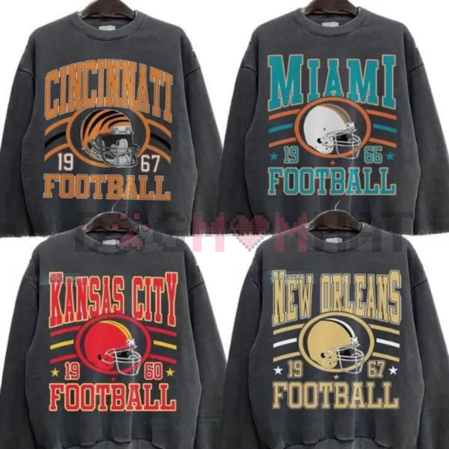 New Retro Style Varsity All Team Football Crewneck Sweatshirt