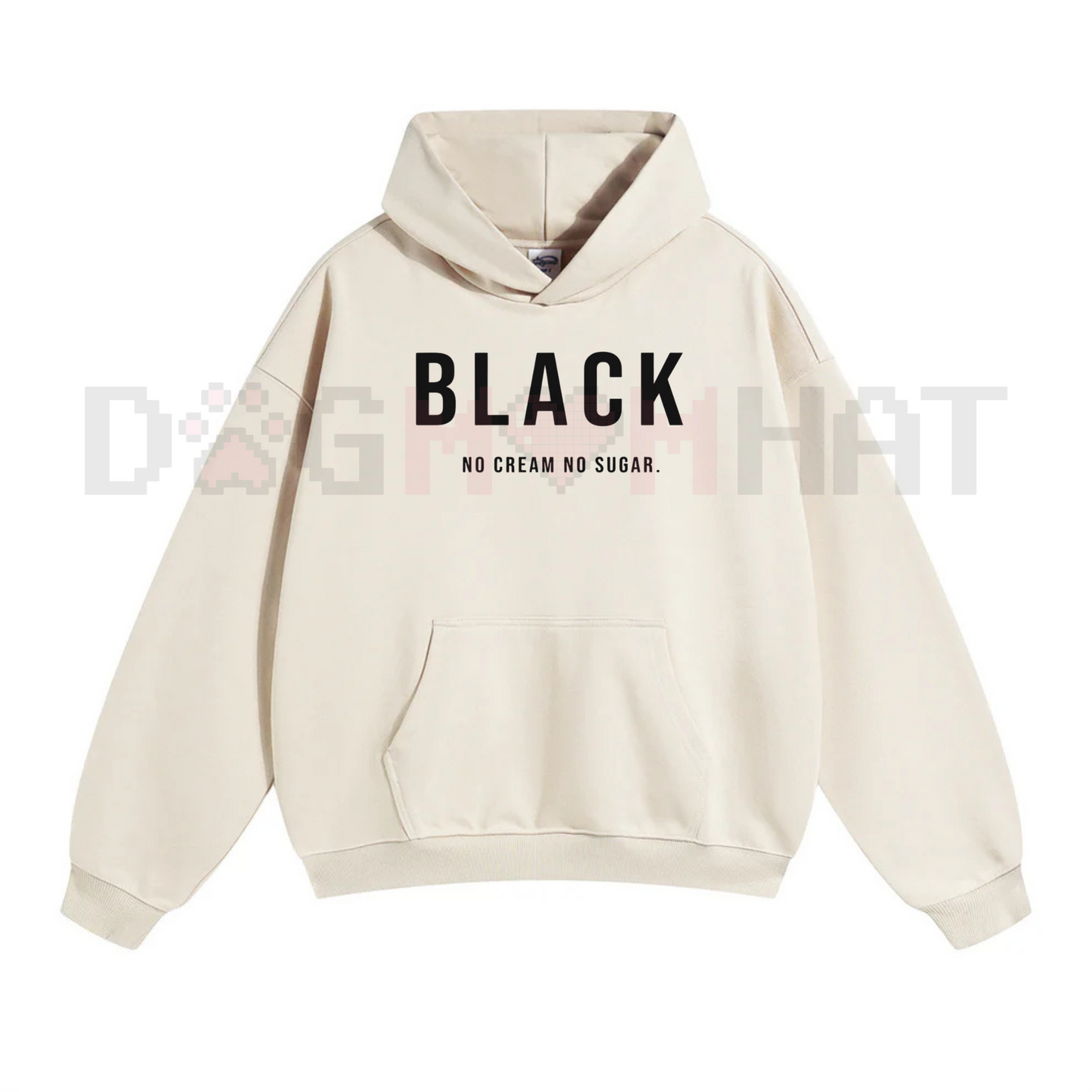 Black "No Cream, No Sugar" Hoodie – Coffee Lover Statement Pullover