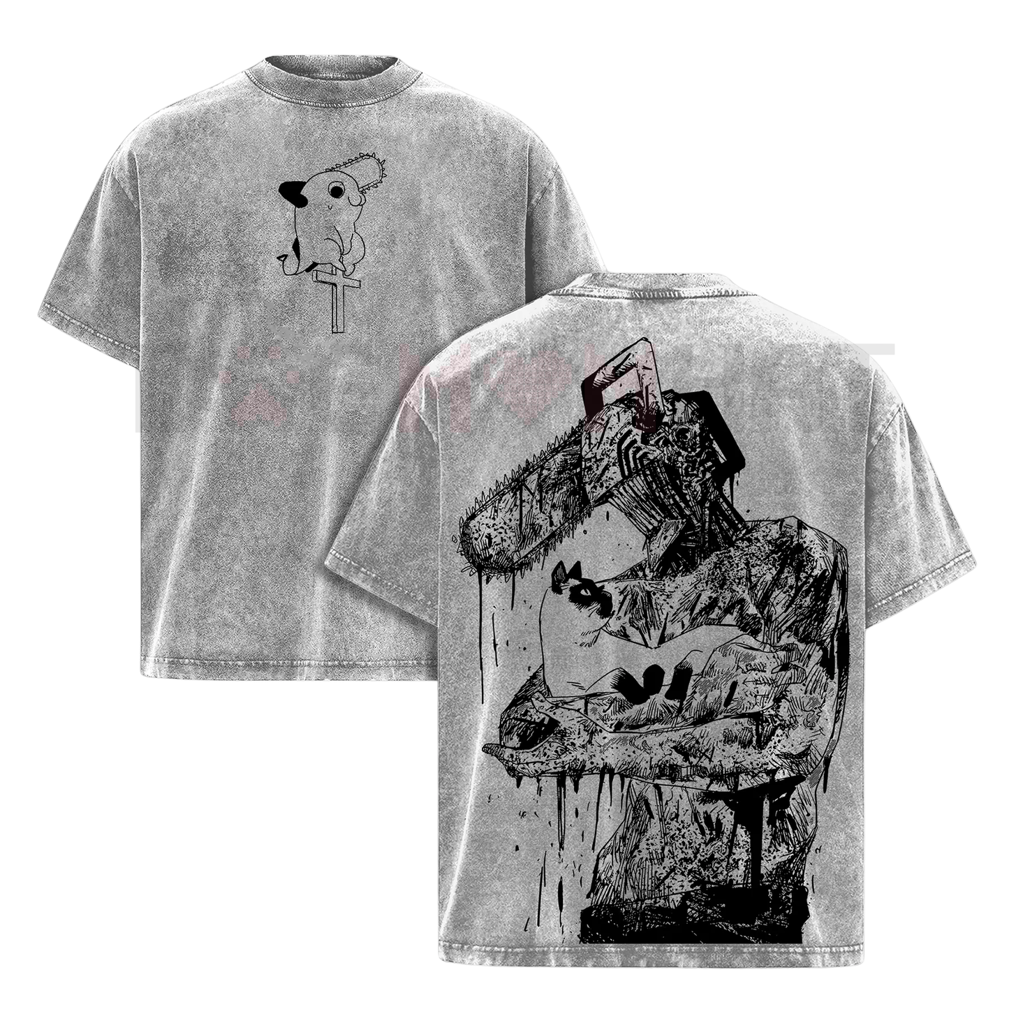Chainsaw Man Denji T-Shirt – Vintage Washed Oversized Heavy Cotton Tee