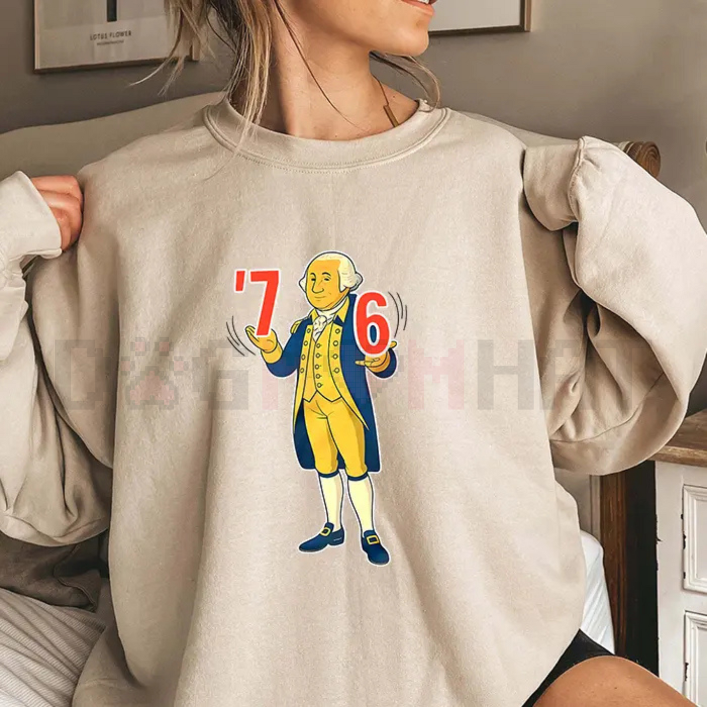6-7 7-6 George Washington Sweatshirt – Funny History Tennis Score Parody, Unisex Vintage Pullover