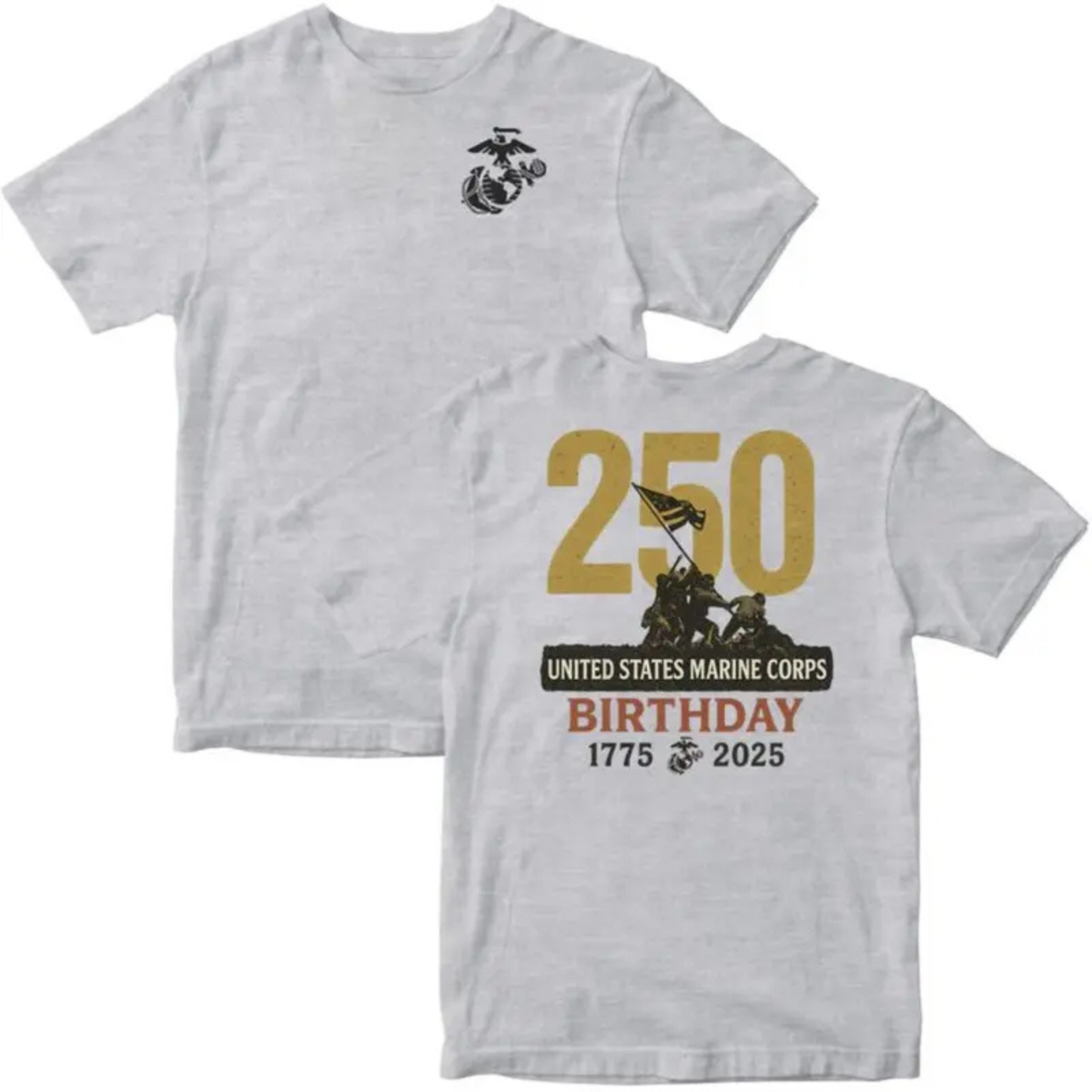 Marines 250th Birthday T-Shirt MADE IN USA – USMC 250 Year Anniversary Patriotic Tee