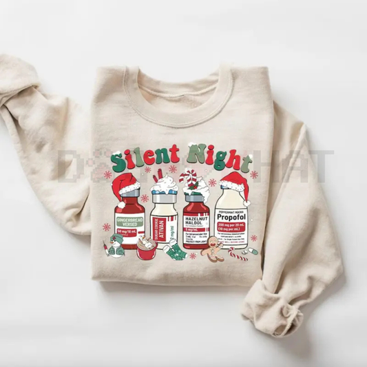 Silent Night Christmas Sweatshirt – Christmas Nurse Shirt, Medical Holiday Crewneck