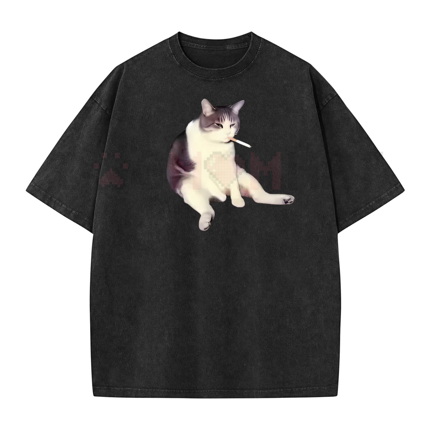 'Cat Smoke' Funny Animal Graphic Tee – Unisex Streetwear Shirt
