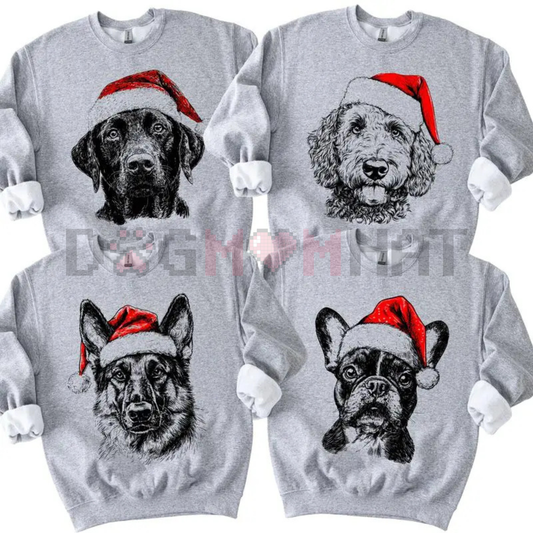 Santa Paws Christmas Dog ASH GREY Sweatshirt
