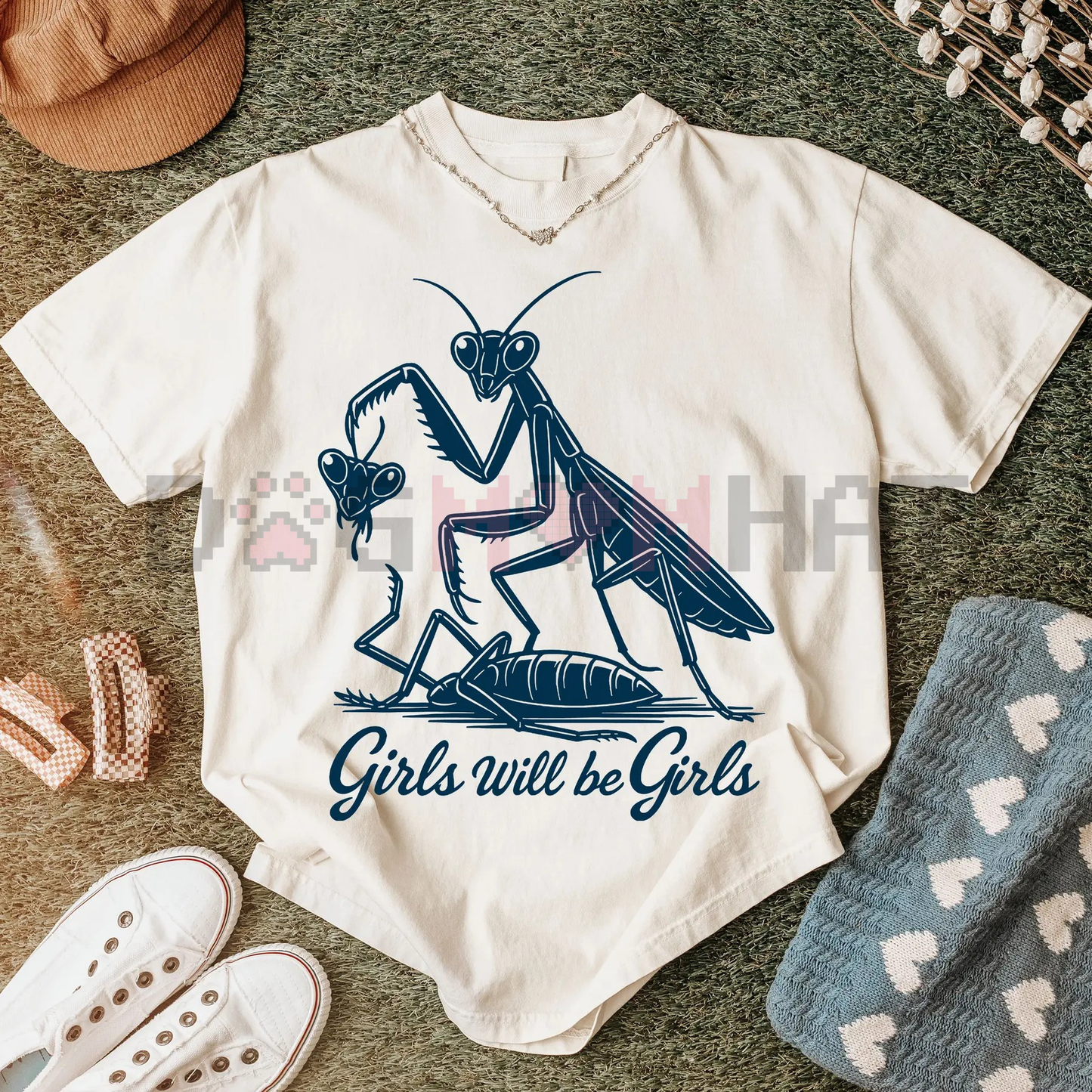 Girls Will Be Girls Shirt – Praying Mantis Tee, Funny Entomologist & Bug Lover Insect T-Shirt