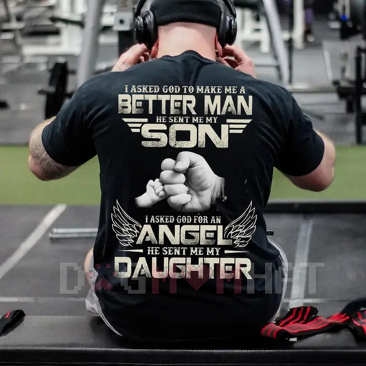 "God Made Me a Better Man" Dad Shirt – Christian Apparel, Father & Son Faith Tee