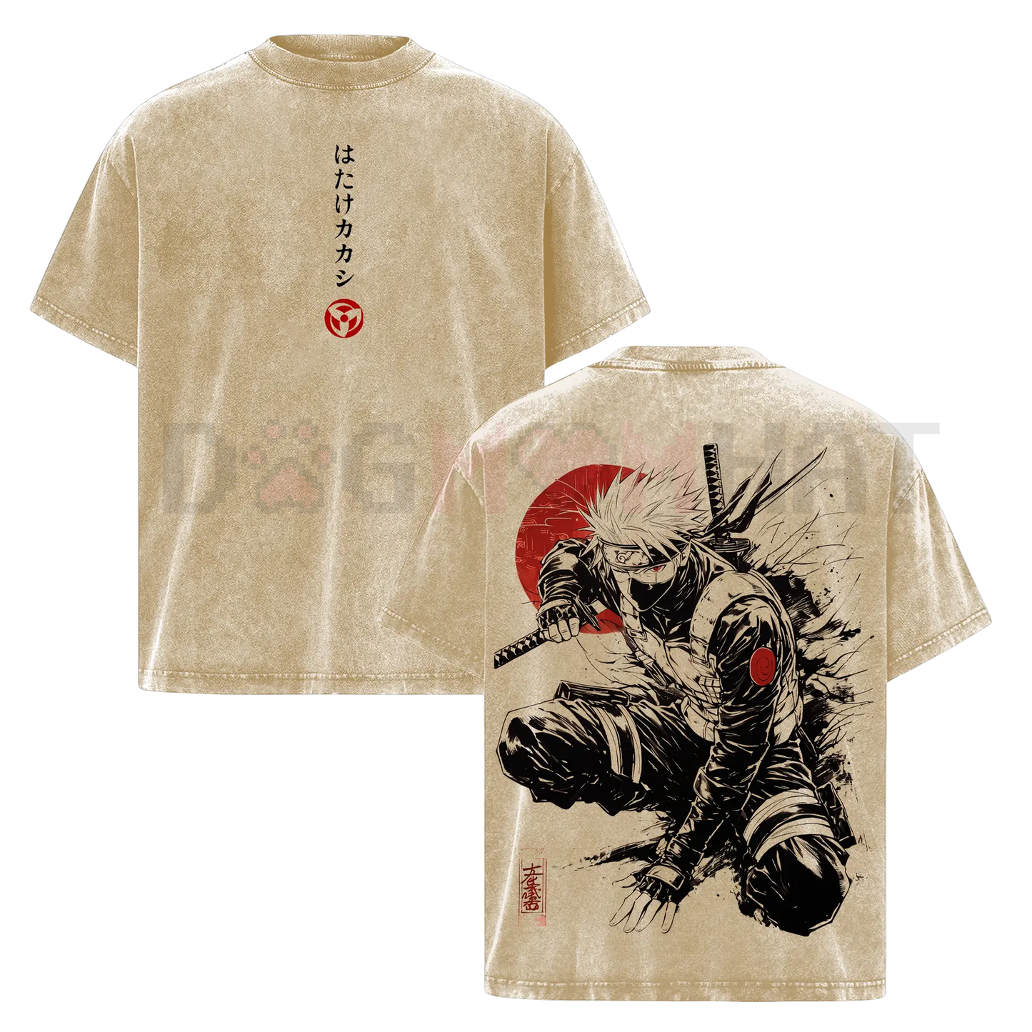 Kakashi Hatake T-Shirt – Washed Vintage Naruto Anime Oversize Streetwear Tee