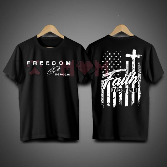 Freedom "Faith Over Fear" T-Shirt – We Wear Red On October, Patriotic American Flag Tee, Gift for Men & Women