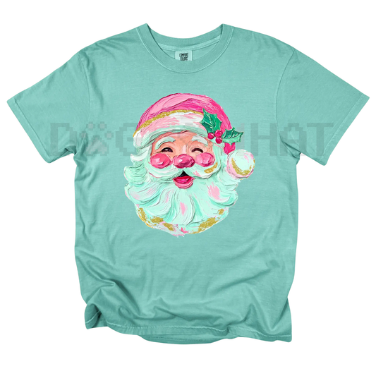 Pink Painted Santa Comfort Colors® T-Shirt – Unique Christmas Holiday Tee