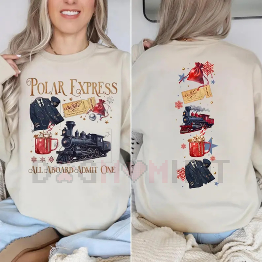 Polar Express 2-Sided Sweatshirt – Believe Movie Shirt, Retro 90s Christmas Movies Tee