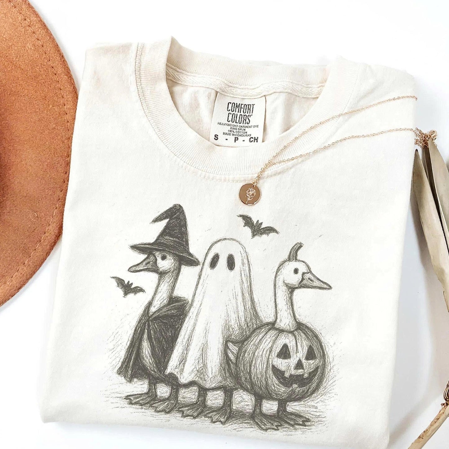Comfort Colors Goose Halloween Shirt - Funny Ghost & Pumpkin Tee