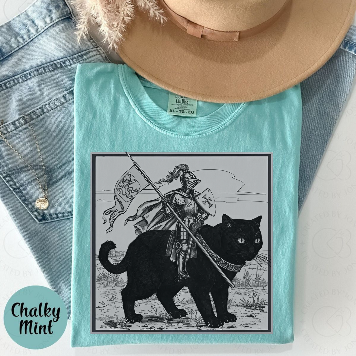 Funny Knight Cat Rider T-Shirt – Medieval Fantasy Ren Faire Tee