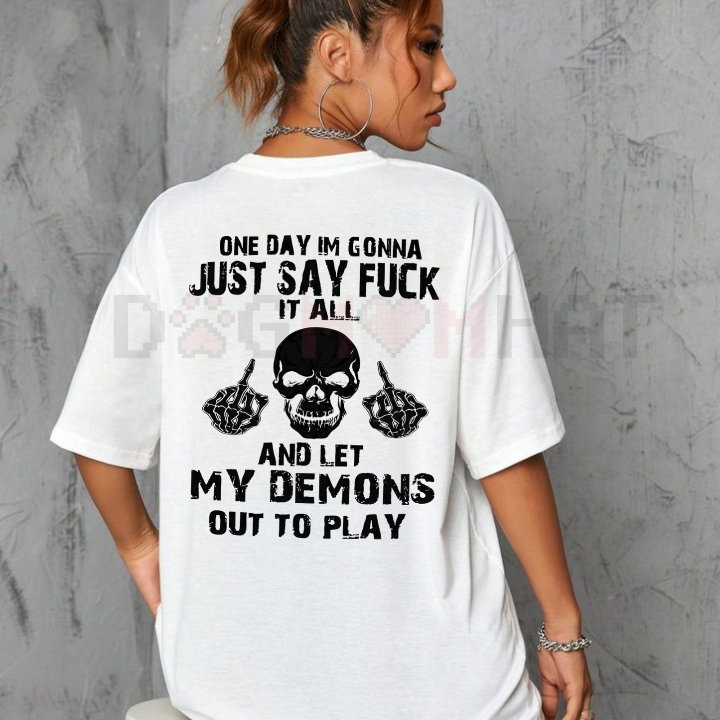 "FUCK IT ALL" Defiant Skeleton T-Shirt – Men's Sarcastic Slogan Tee