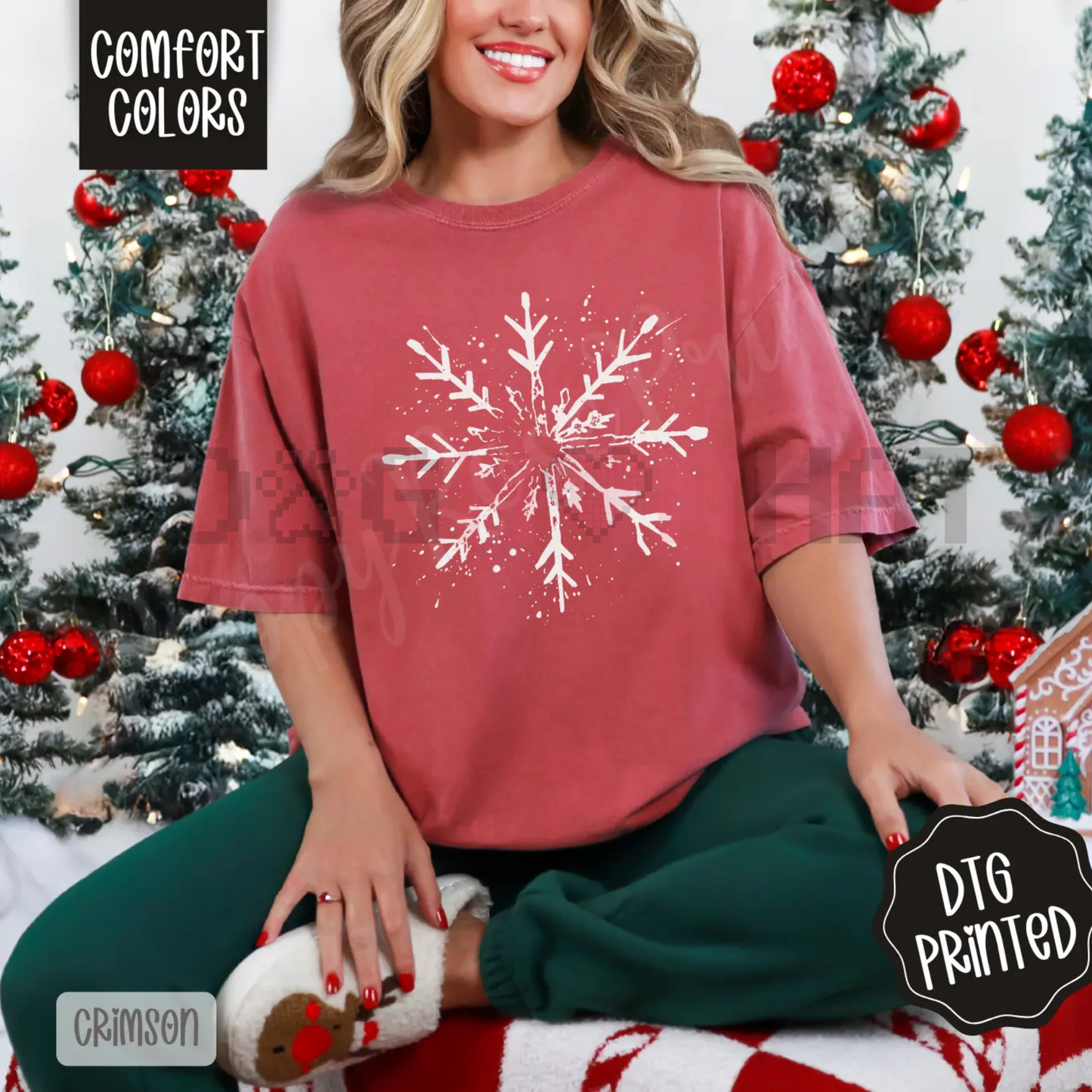 Splatter Snowflake Shirt Comfort Colors – Trendy Women's Christmas Tshirt