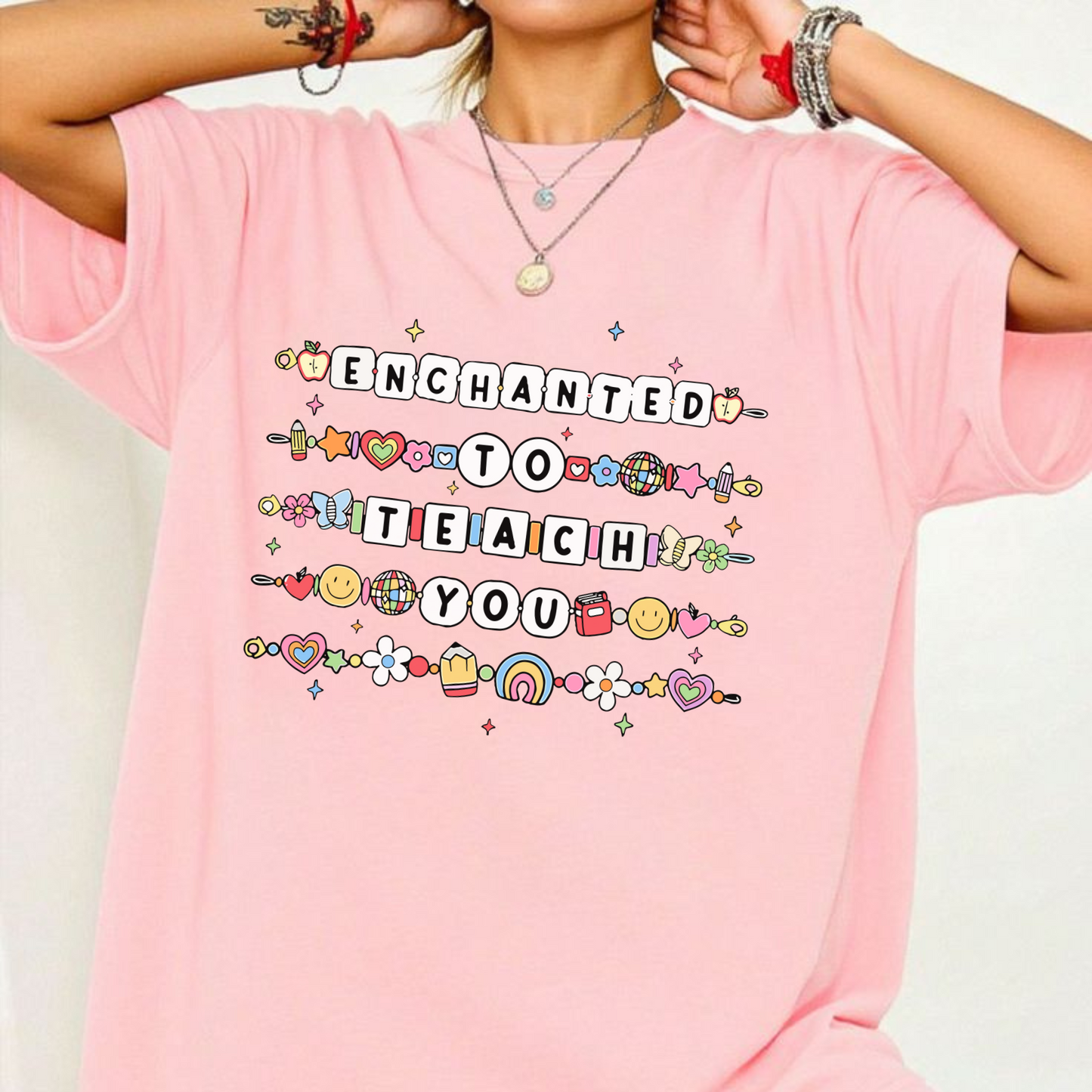 "Enchanted to Teach" Teacher Comfort Colors® Shirt – Friendship Bracelet Tee