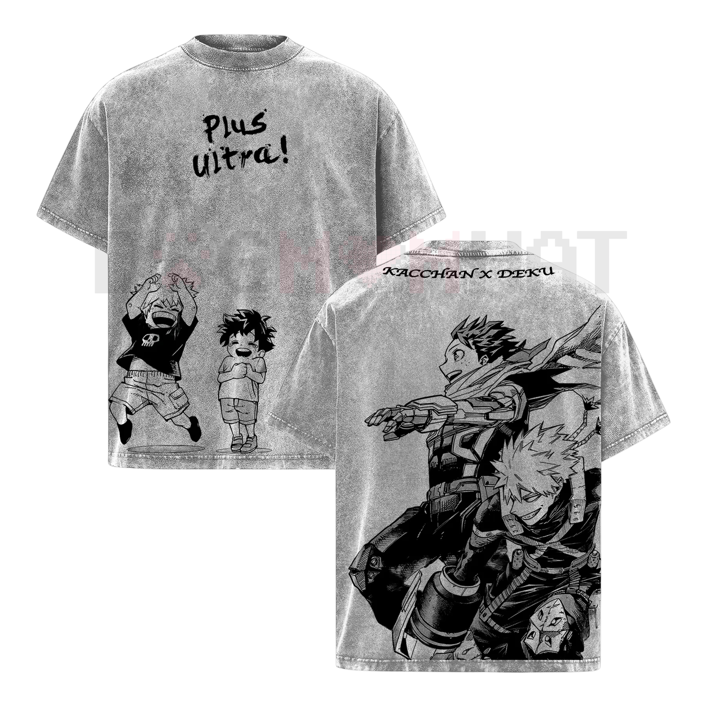 Deku & Bakugo Vintage Oversize Washed T-Shirt – My Hero Academia Heavy Cotton Graphic Tee