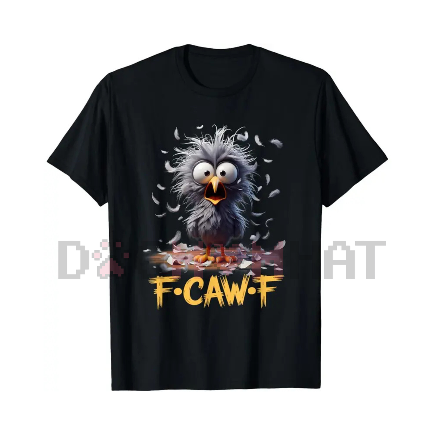Cartoon Humor T-Shirt "F Caw F" – Funny Bird Meme Tee, Hilarious Animal Graphic Shirt, Unisex Casual Top