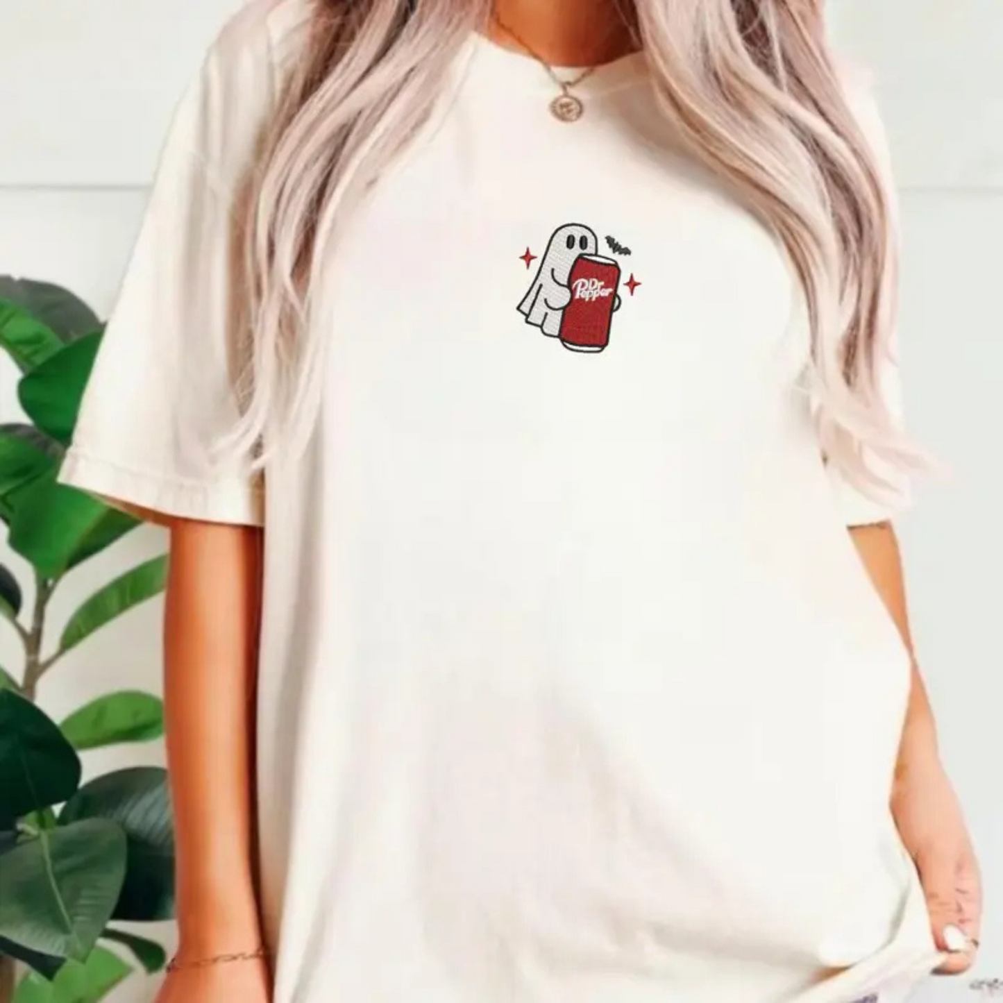 Embroidered Spooky Drink Comfort Colors Shirt - Halloween Spooky Season Tee