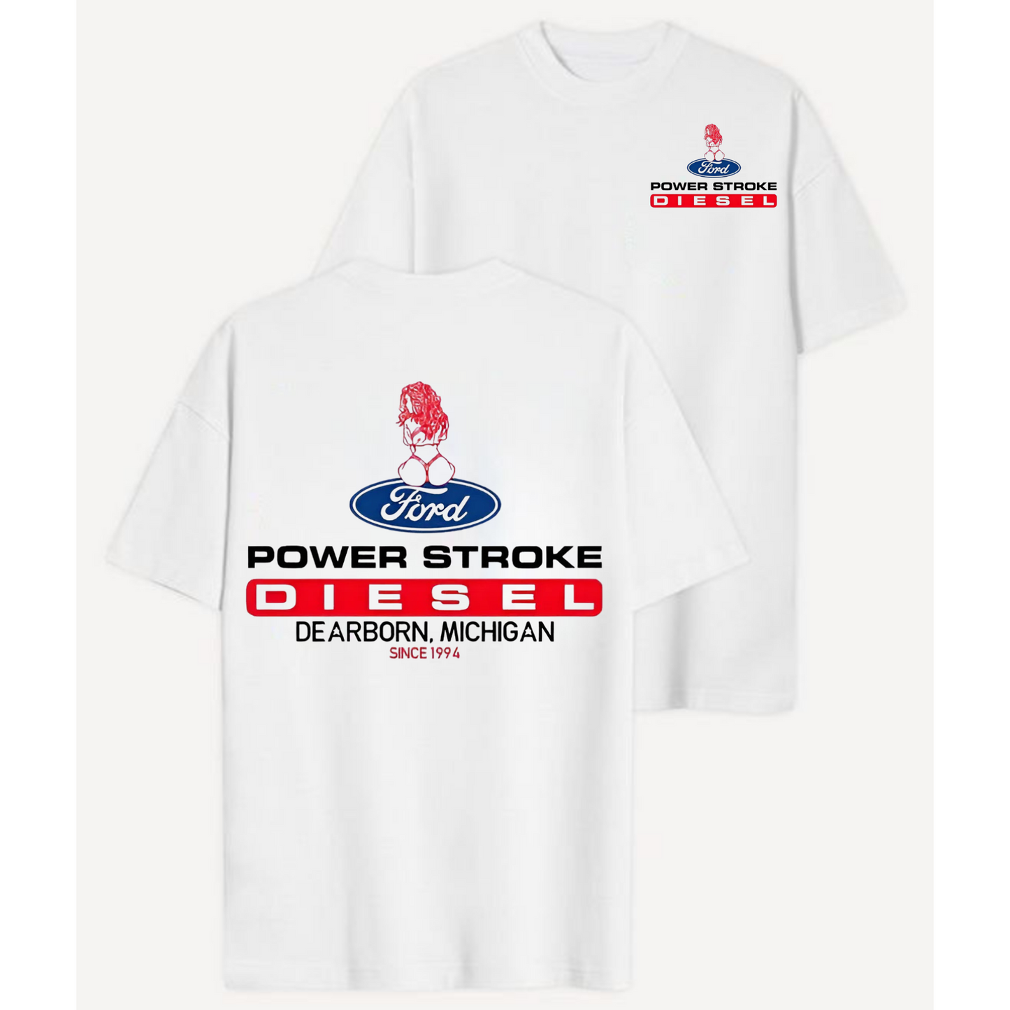 "Sexy Lady" Power Stroke T-Shirt - 2-Sided Soft Cotton Tee for Truck & Car Enthusiasts