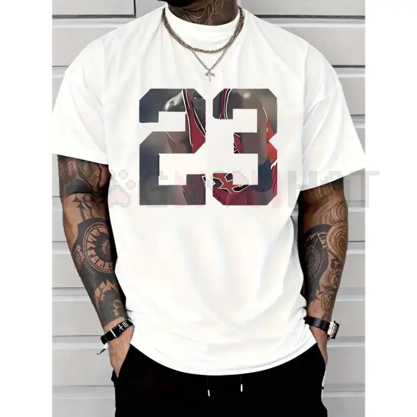 Men's 23 Graphic Printed T-Shirt – Trendy & Versatile Casual Short-Sleeved Round Neck