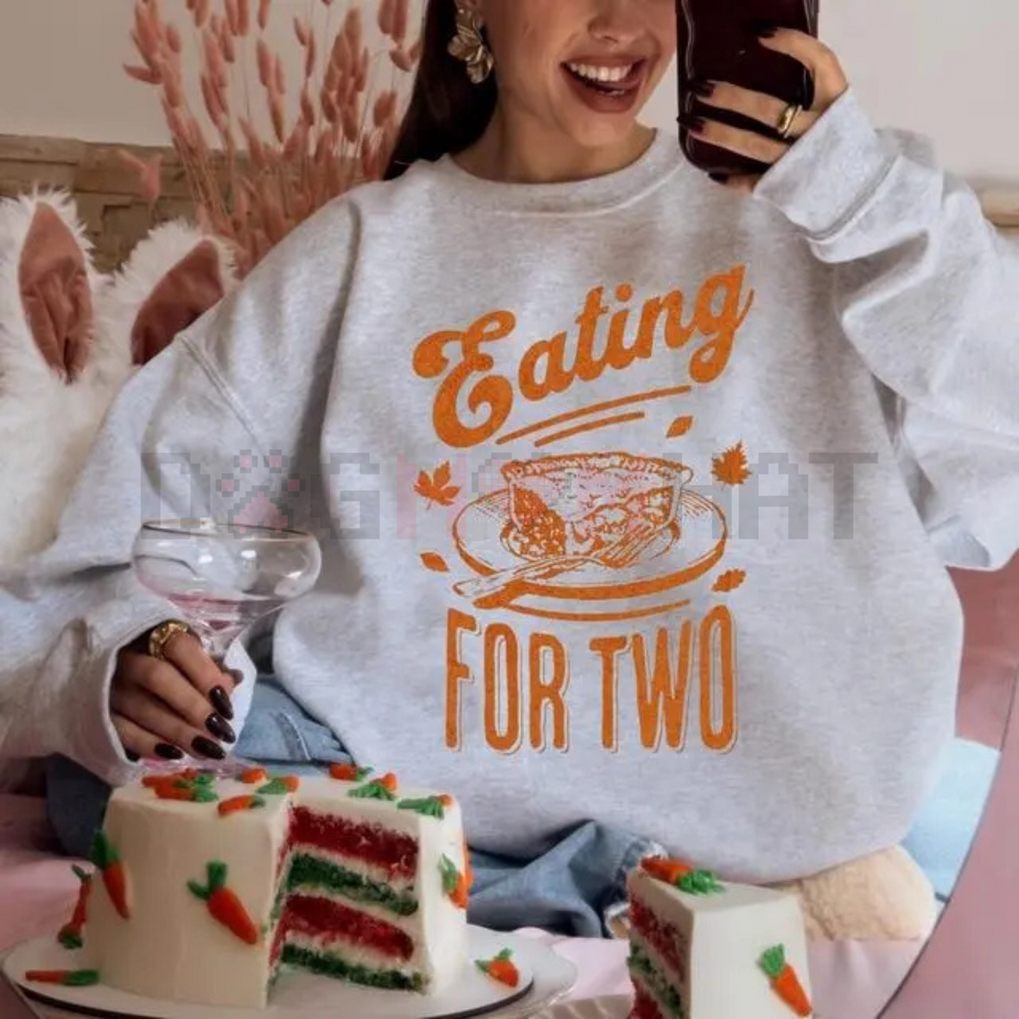 "Eating for Two" Thanksgiving Pregnancy Announcement Sweatshirt