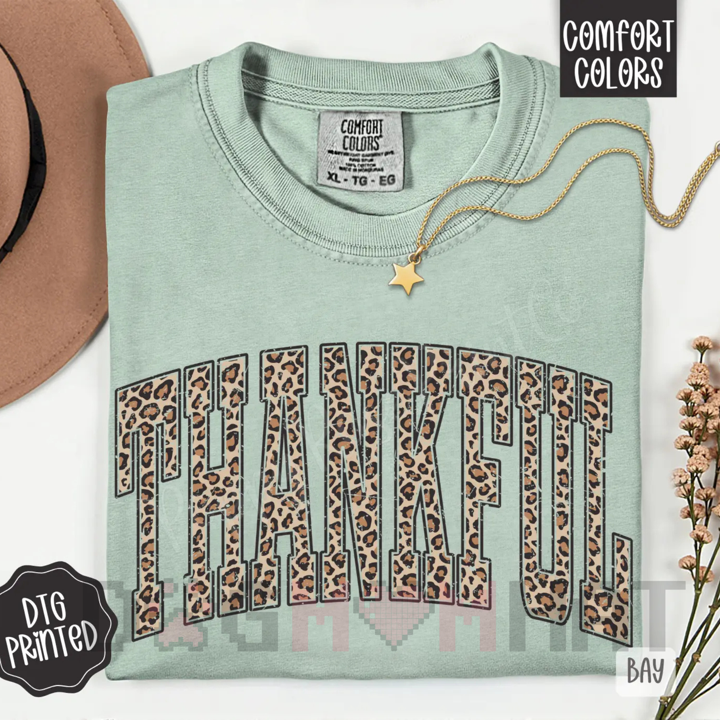 Leopard "Thankful" Comfort Colors T-Shirt – Trendy Women's Fall Apparel