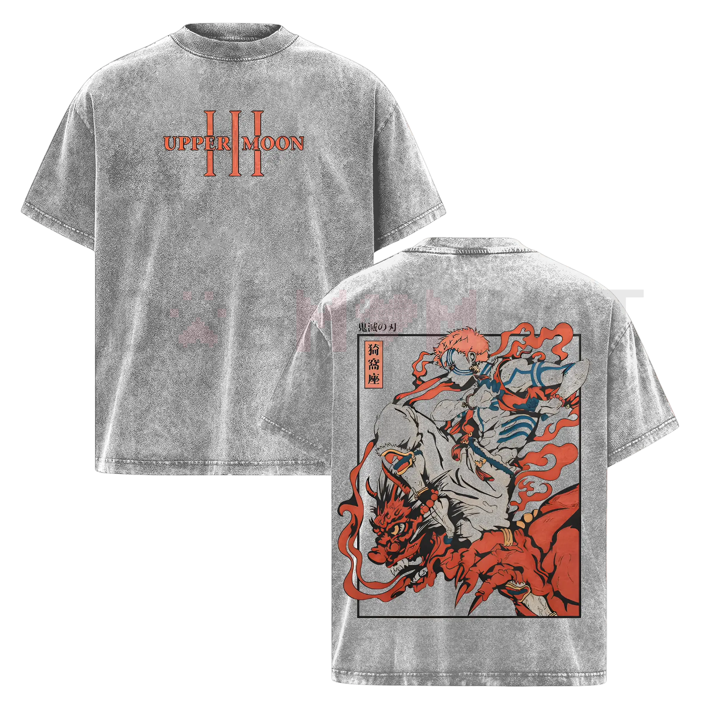 Akaza Upper Moon 3 T-Shirt – Demon Slayer Infinity Castle Arc Graphic Tee, Vintage Washed Oversized Anime Shirt