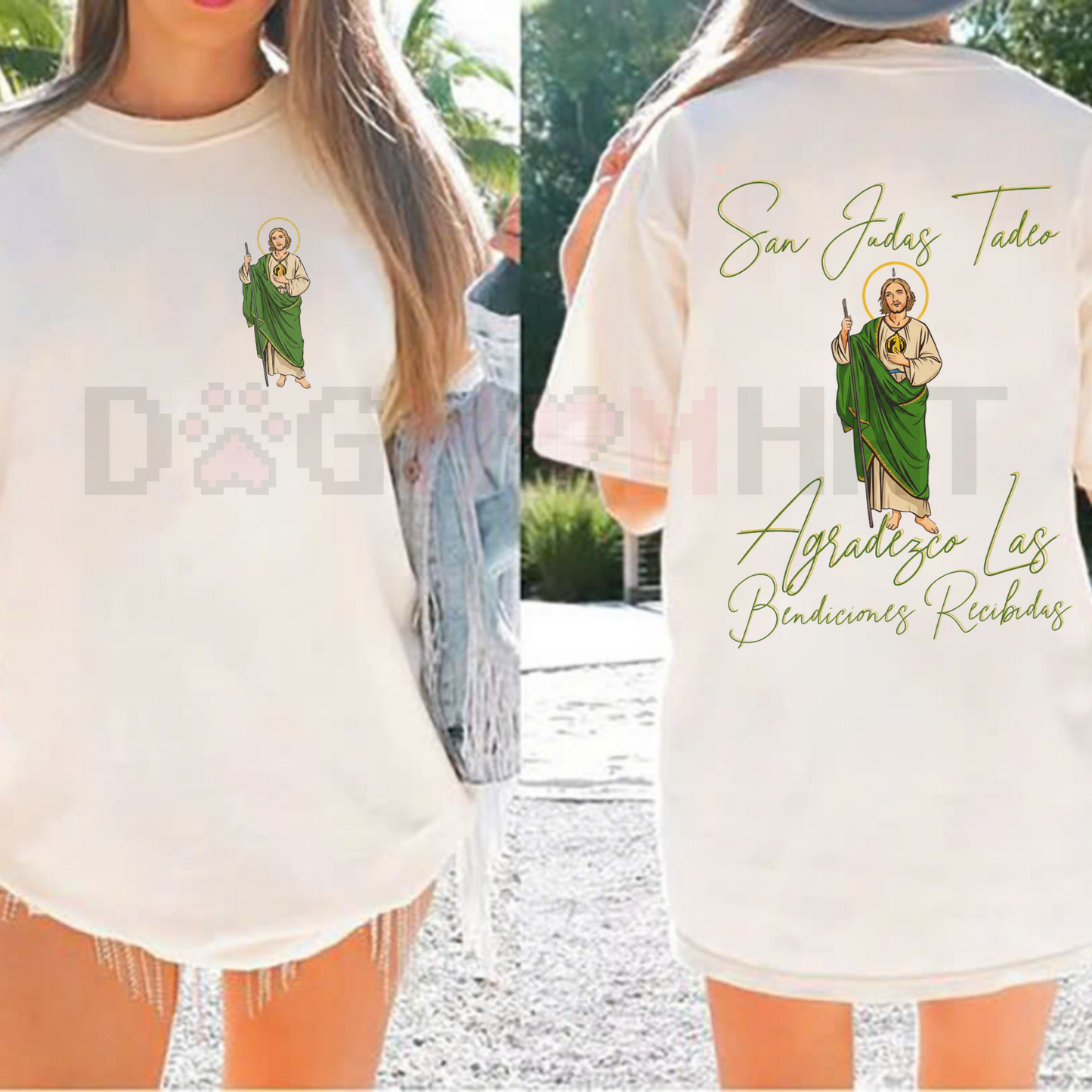 San Judas Tadeo Latino 2 Sides T-Shirt – Classic Cotton Fabric, Religious & Cultural Graphic Tee