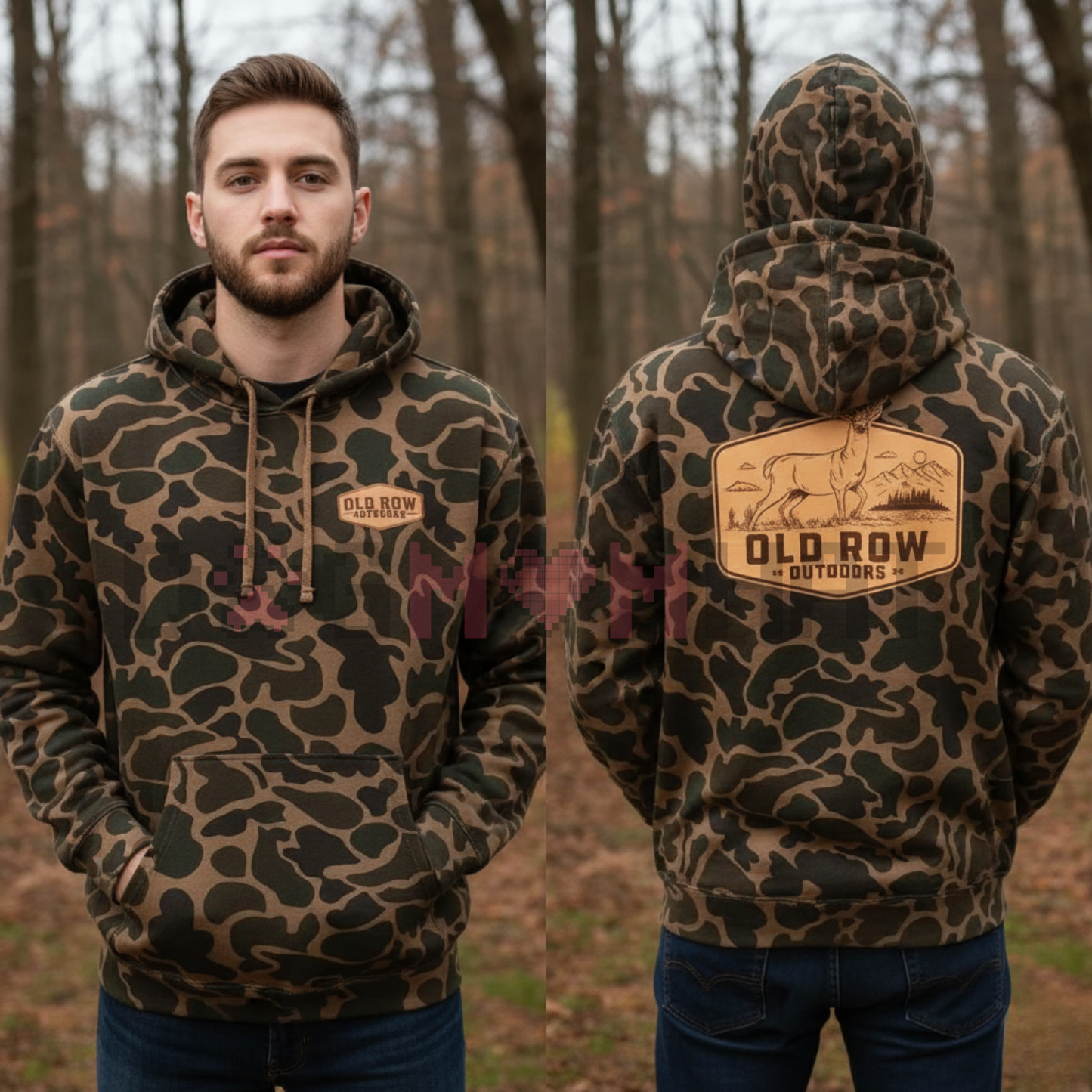 Deer Badge Vintage Camo Hoodie by Old Row Outdoors – Southern Lifestyle Hunting & Outdoor Pullover,