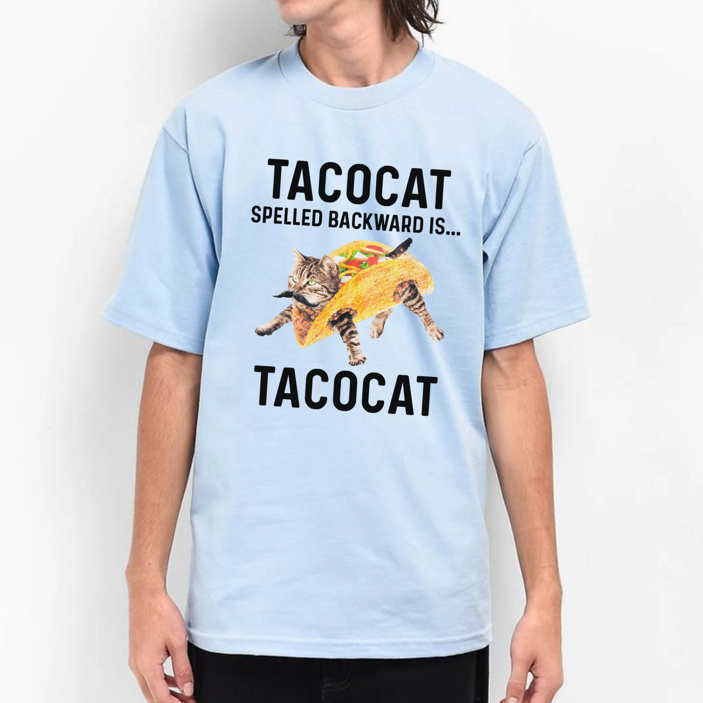 Tacocat Spelled Backward Is Tacocat Shirt – Funny Cat & Taco Palindrome Tee, Cute Gift for Cat Lovers and Food Fans
