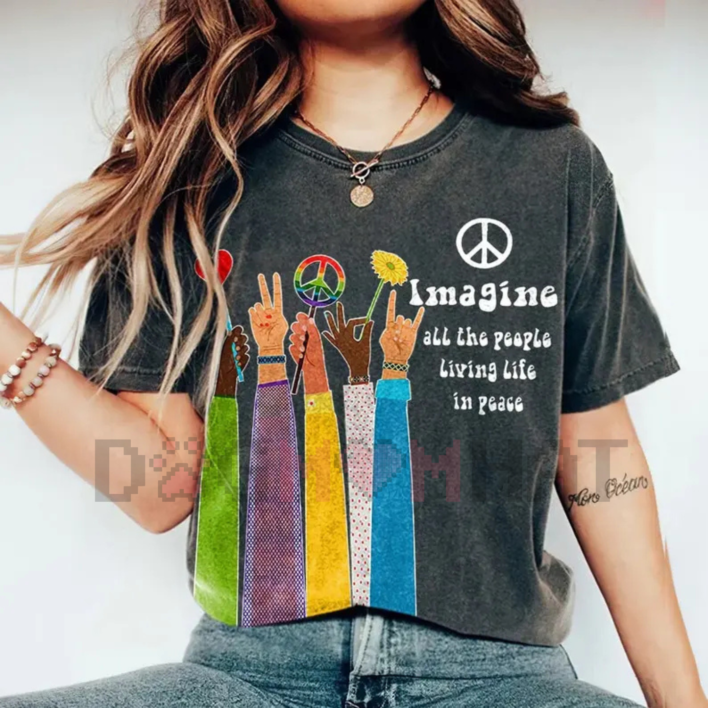 Imagine All The People Living Life In Peace Shirt – Beatles Song Lyrics Tee