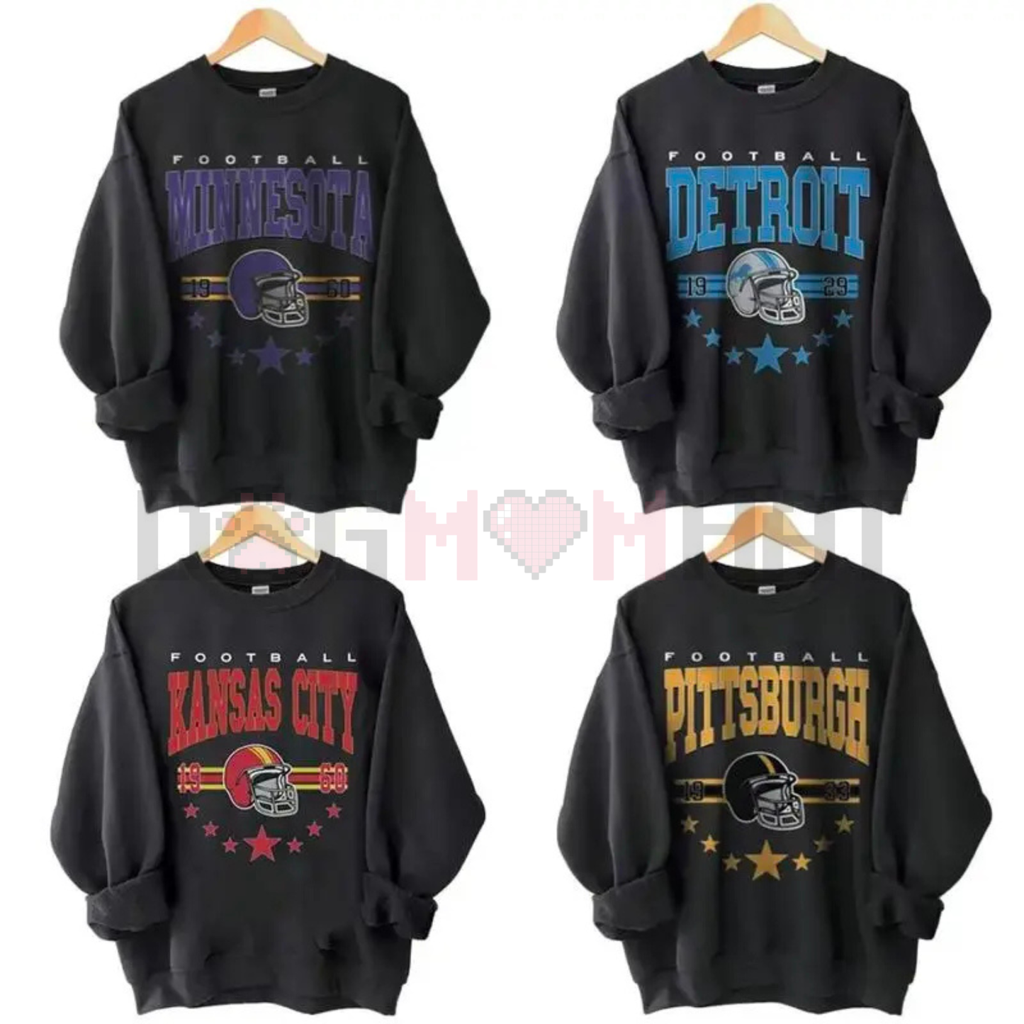 Vintage 90s All Team Football Sweatshirt – 1960s Cowboy Game Day Shirt Style, Unisex Football Fan Gift Sweater