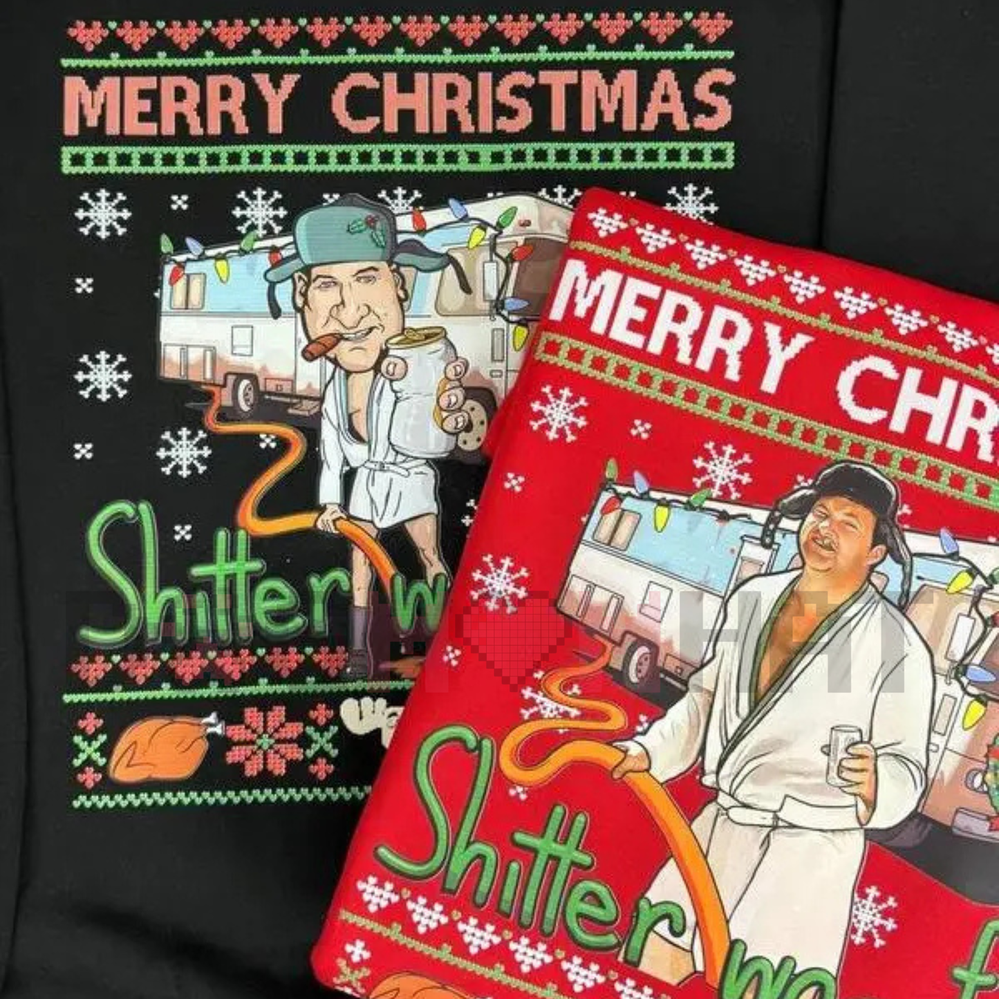 "Merry Christmas Shitter Was Full" Sweatshirt – Funny Holiday Sweatshirt, Vintage Movie Quote