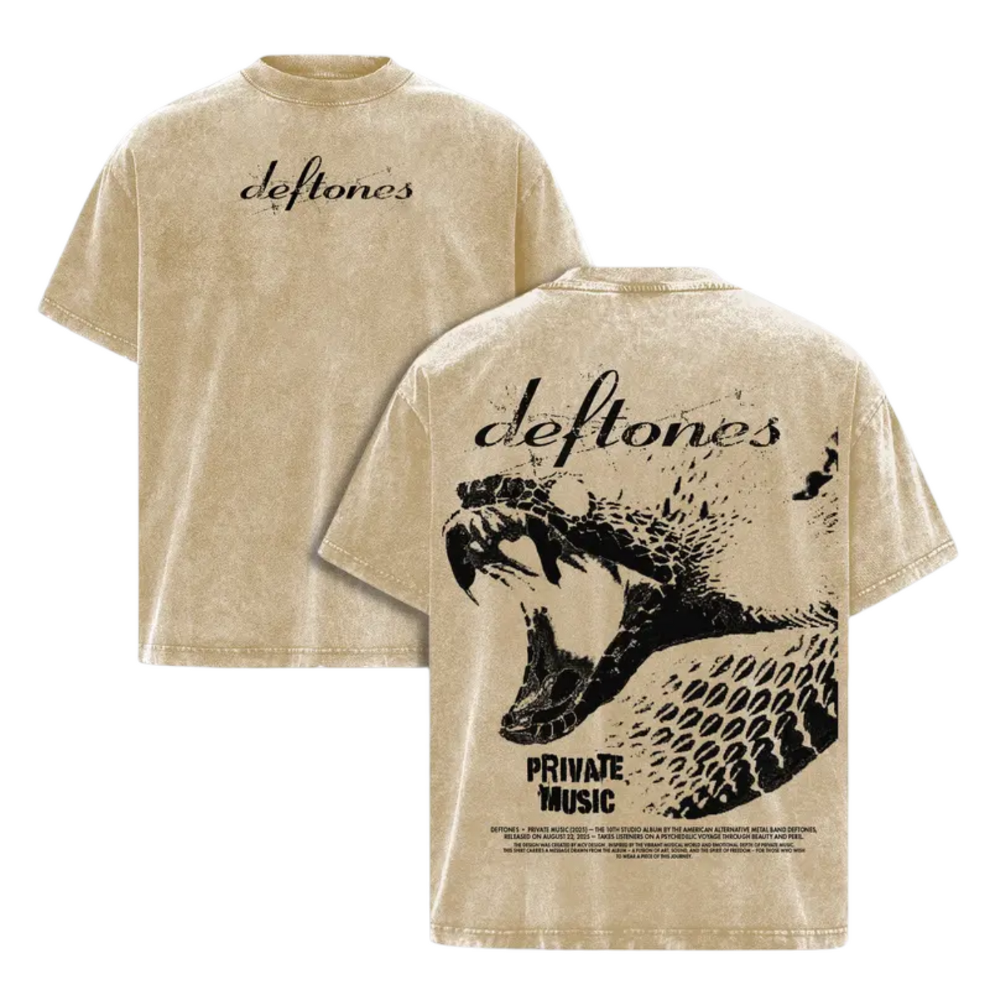 Deftones Private Music Album T-Shirt – Vintage Washed Heavy Cotton Oversized Unisex Streetwear