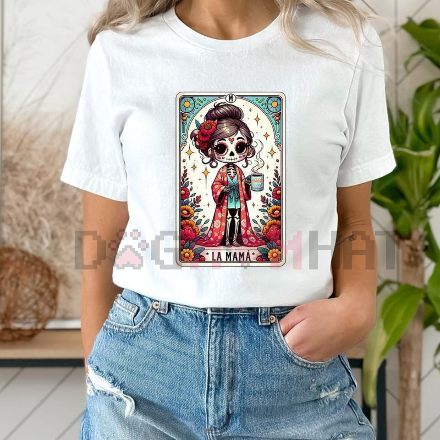 Tarot Card Shirt Funny Mexican Mom T-shirt – Spanish Mothers Day Latina Skeleton Catrina Mama Tee Gift
