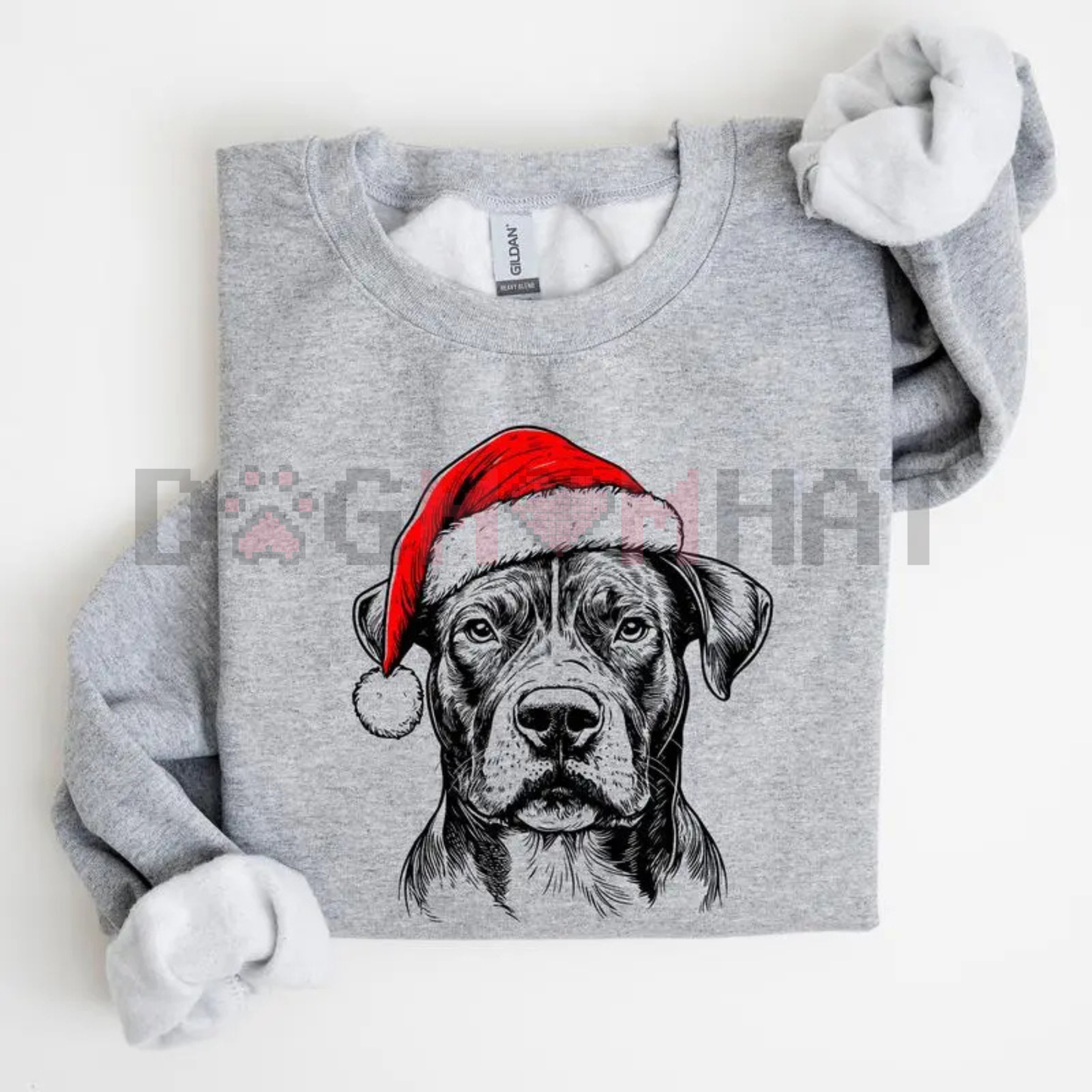 Santa Paws Christmas Dog ASH GREY Sweatshirt