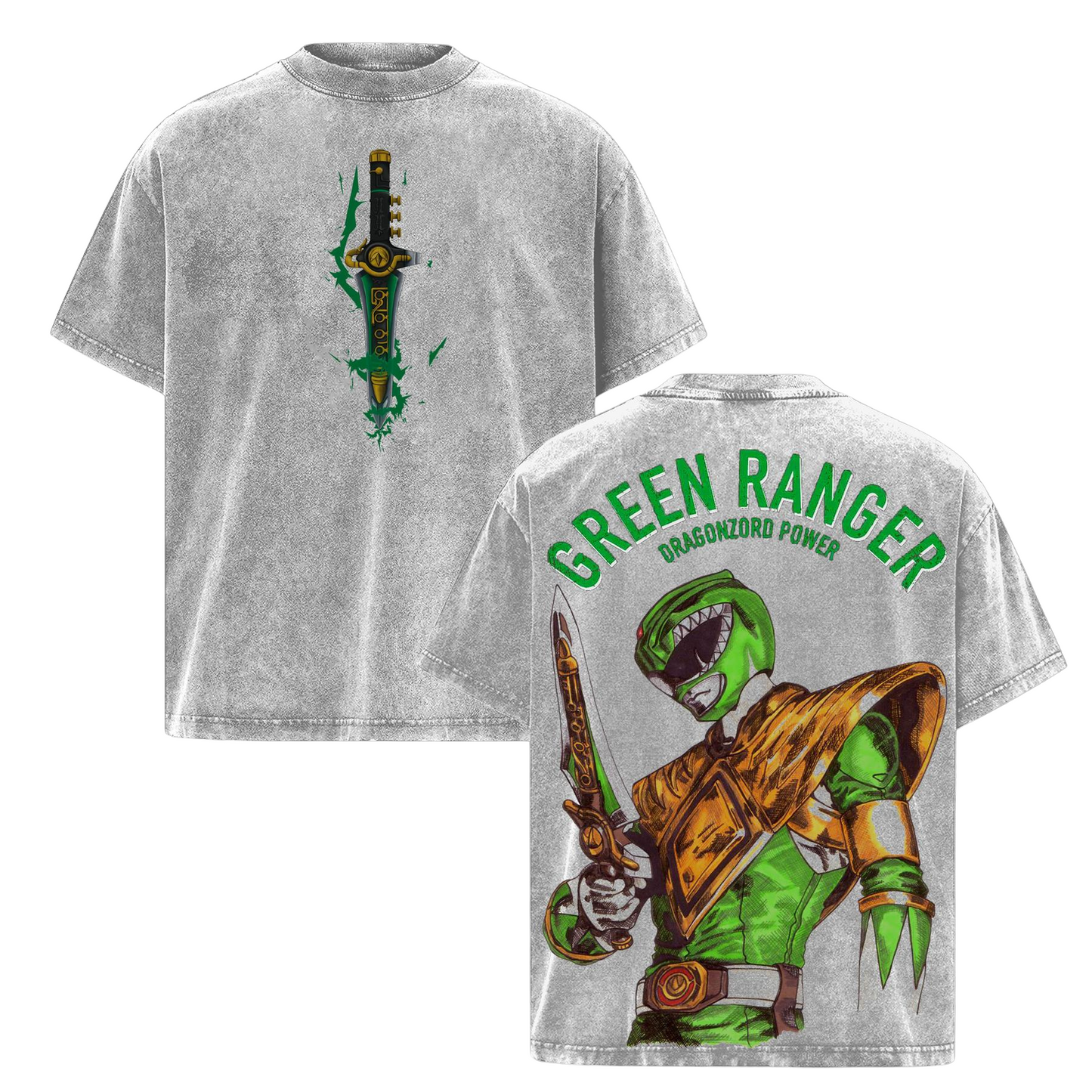 Green Ranger Power Rangers Oversized T-Shirt - Lightweight Acid Washed Tee