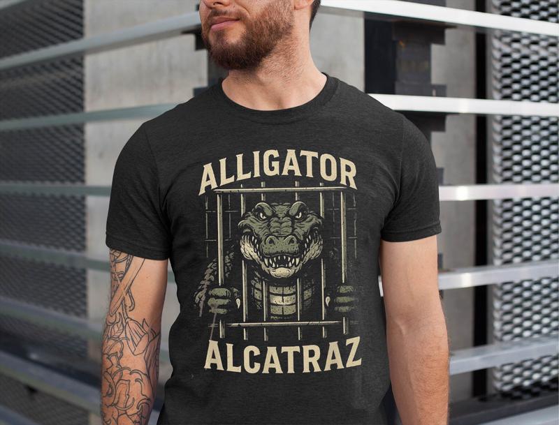 Alligator Alcatraz T-Shirt – Funny Graphic Tee for Animal Lovers, Unisex Heavy Cotton Shirt
