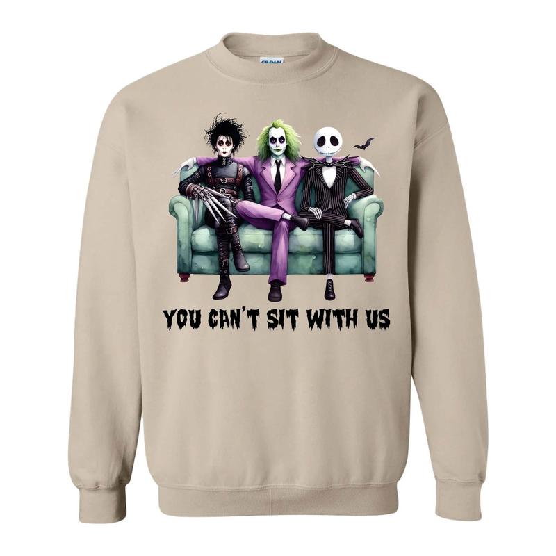You Can’t Sit With Us Halloween T-Shirt – Funny Horror Character-Inspired Graphic Tee, Unisex Spooky Season Shirt
